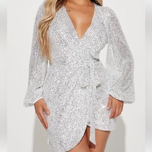 Silver Sequins FashionNova Mini Dress NWT